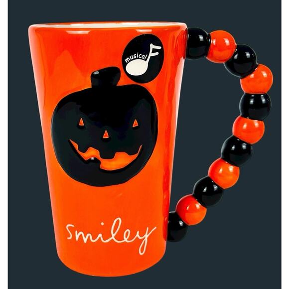 2 Dept 56 Halloween Mugs Spooky Cat Smiley JOL Make Soft Creepy Sounds - Picture 2 of 12